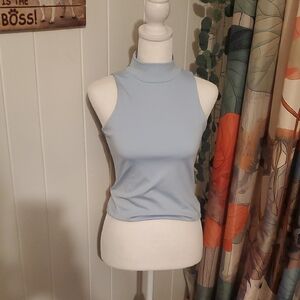 No Boundaries Light Blue Mock Neck Sleeveless Tank